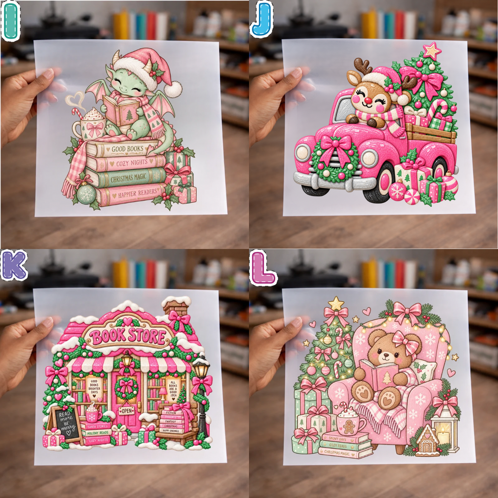Pink Christmas DTF Transfers for Shirts – NO BUNDLE