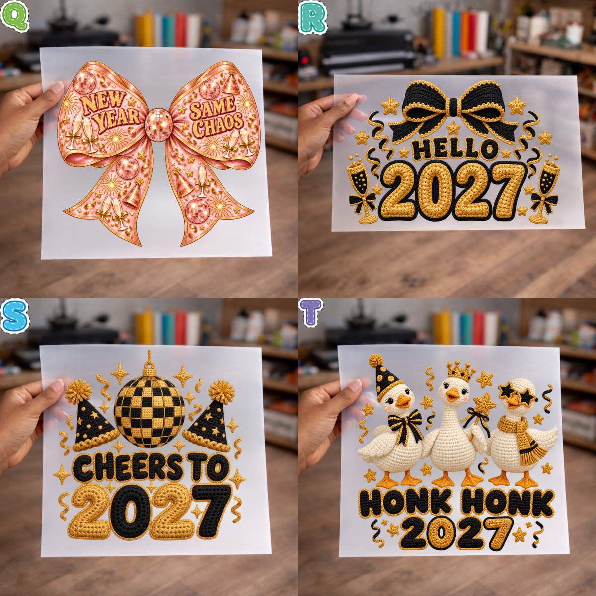 New Year’s First Edition 2027 DTF Transfer Collection – Coquette Bows, Disco Balls & Silly Goose Designs
