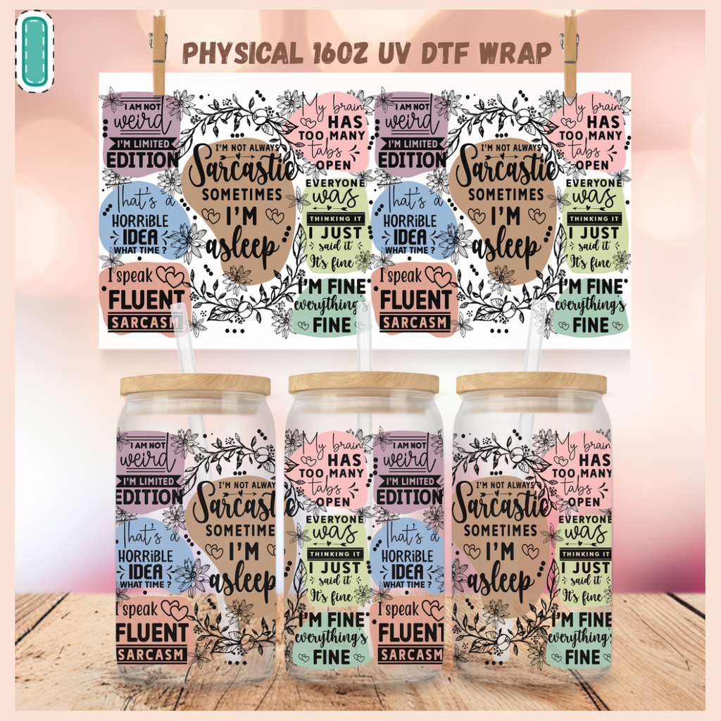 Snarky UV DTF Cup Wraps for 16 oz Glass Cans – NO BUNDLE