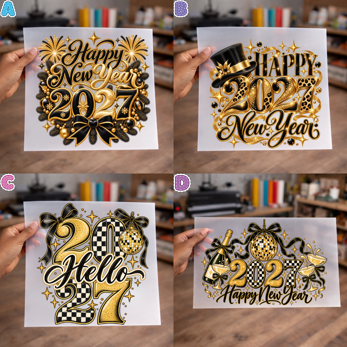New Year’s First Edition 2027 DTF Transfer Collection – Coquette Bows, Disco Balls & Silly Goose Designs