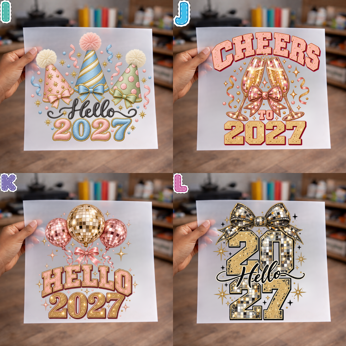 New Year’s First Edition 2027 DTF Transfer Collection – Coquette Bows, Disco Balls & Silly Goose Designs