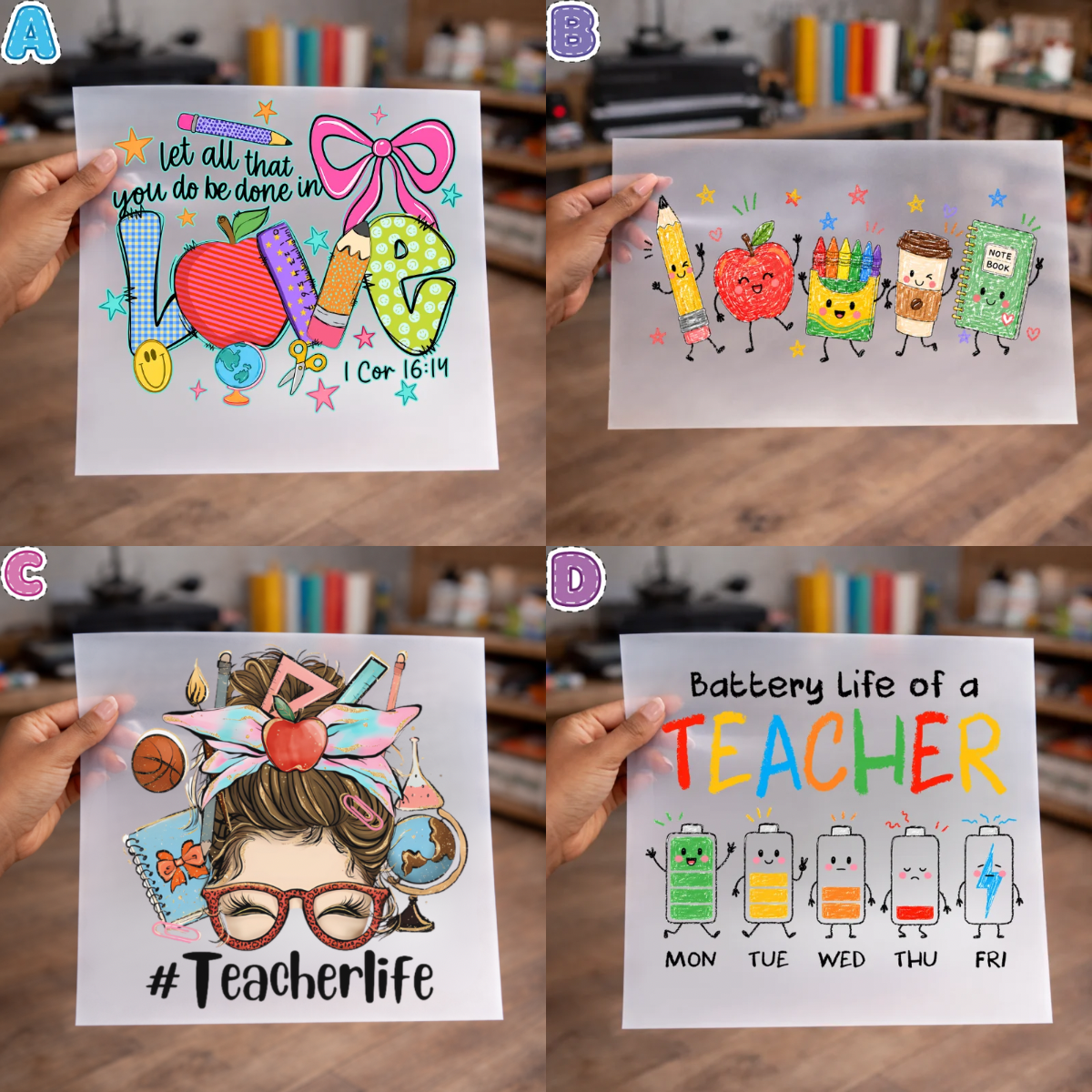 Teacher DTF Transfers for Shirts, sweaters, totes & more – NO BUNDLE