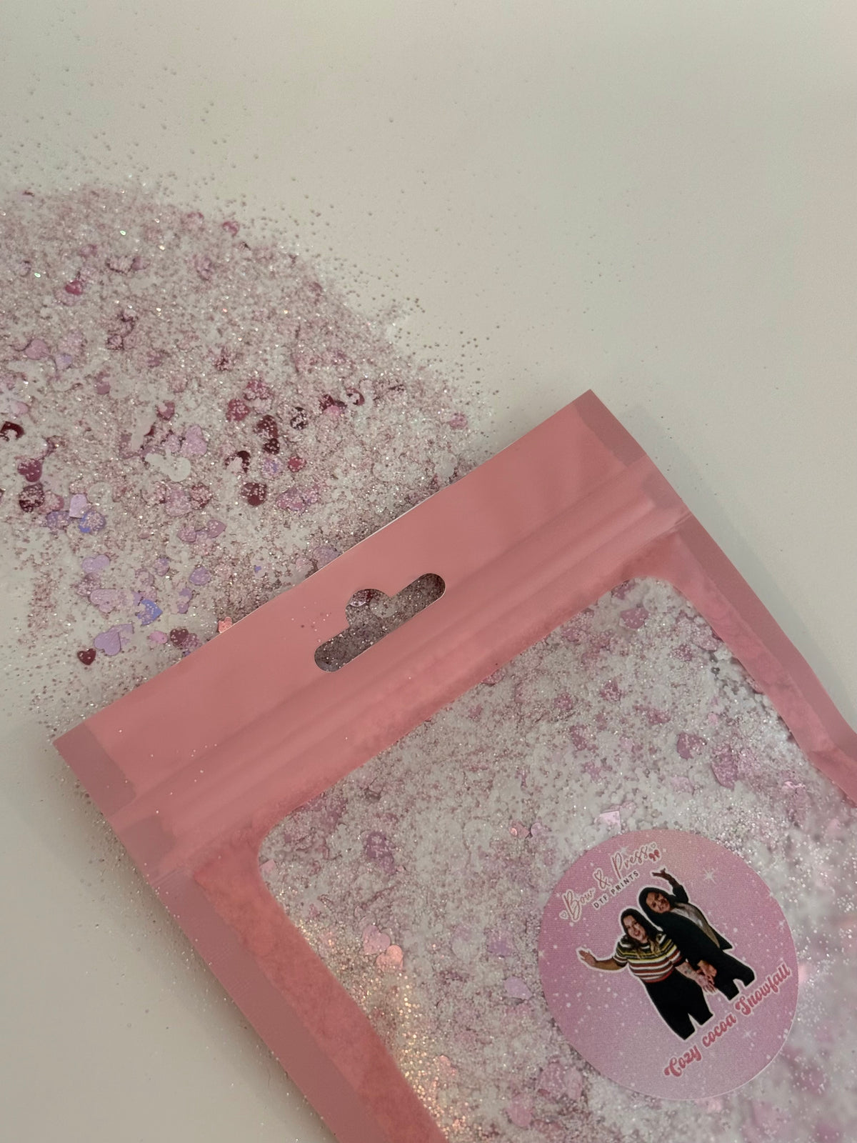 Cozy cocoa snowfall glitter