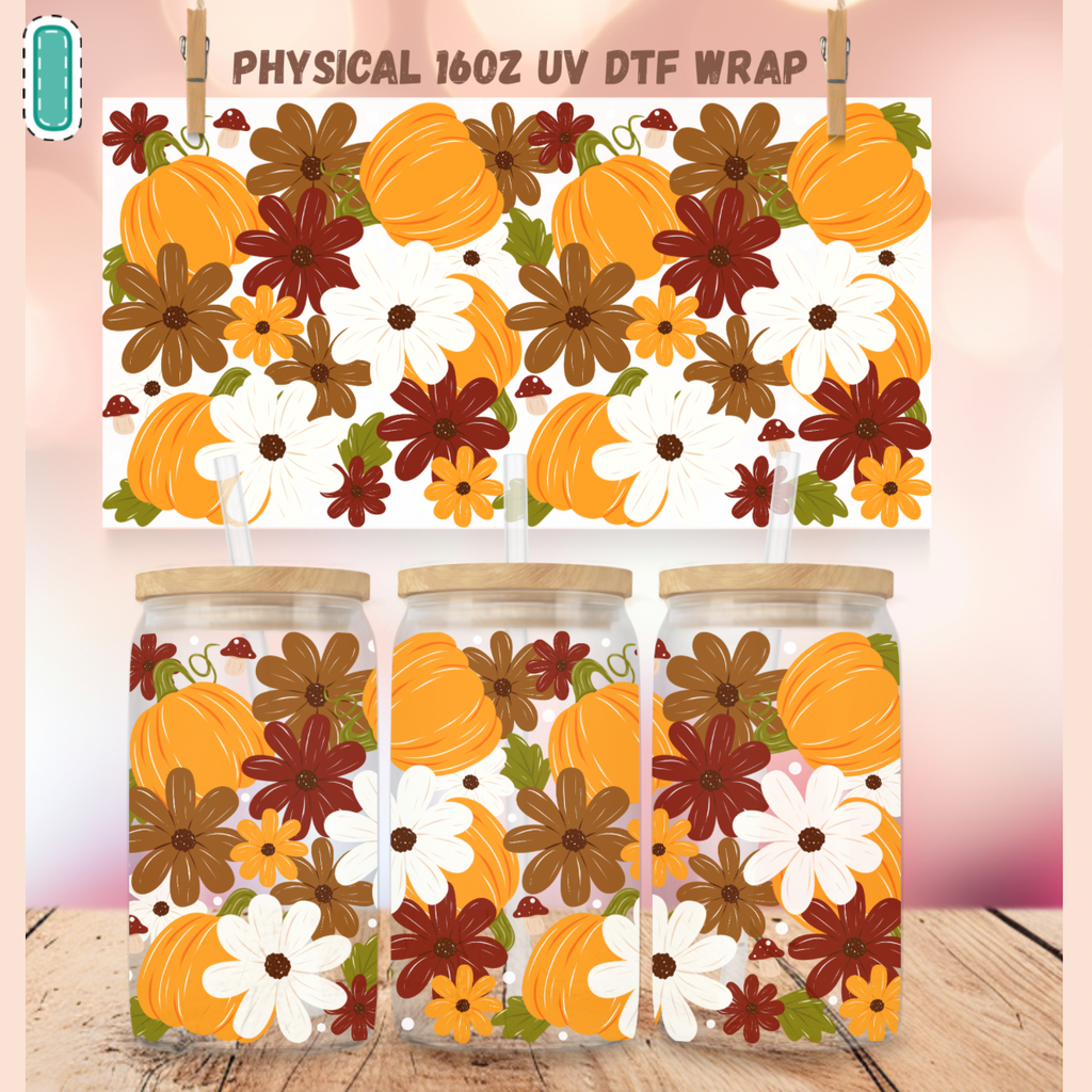 Fall UV DTF Cup Wraps for 16 oz Glass Cans – NO BUNDLE