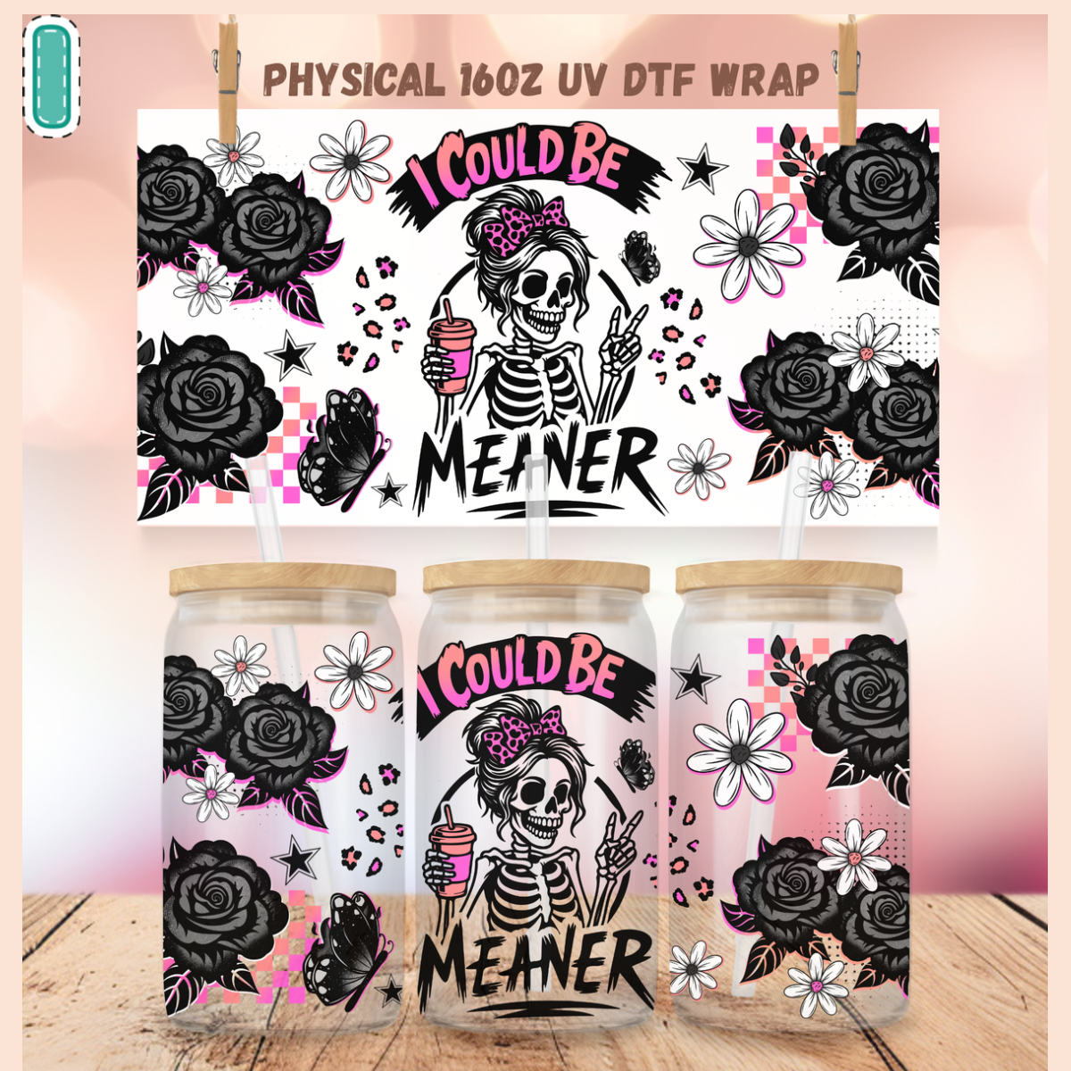 Snarky UV DTF Cup Wraps for 16 oz Glass Cans – NO BUNDLE