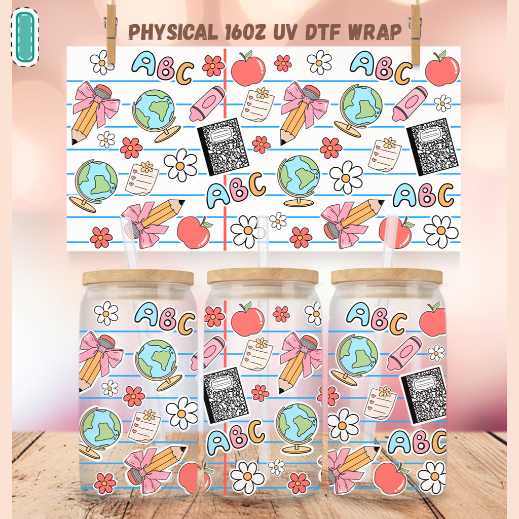 Teacher UV DTF Cup Wraps for 16 oz Glass Cans – NO BUNDLE