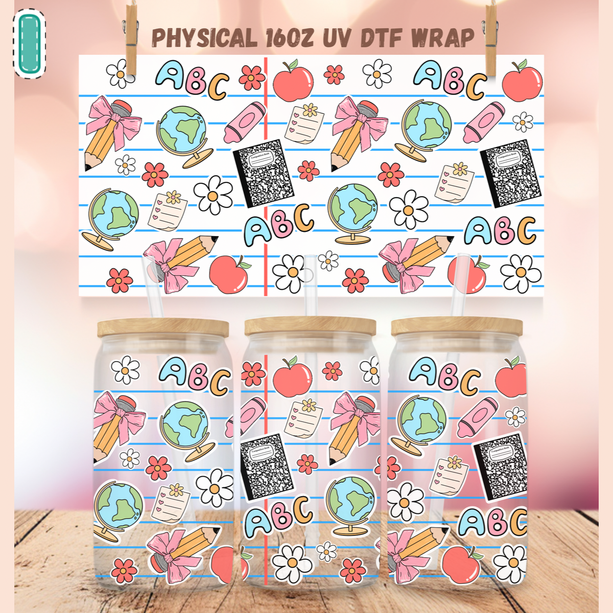 Teacher UV DTF Cup Wraps for 16 oz Glass Cans – NO BUNDLE