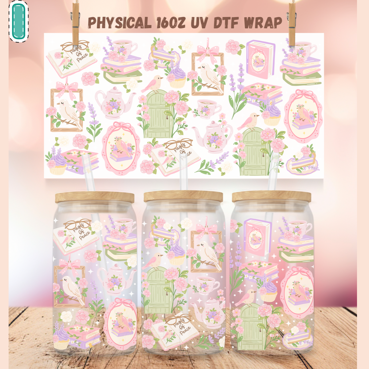 Coquette UV DTF Cup Wraps for 16 oz Glass Cans – NO BUNDLE